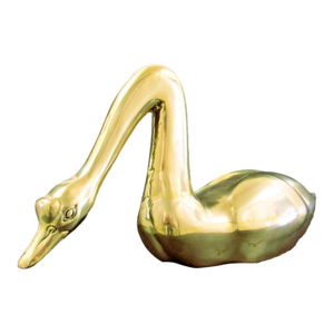 Large Vintage Sculpture Solid Brass Swan Attributed to Ethan Allen