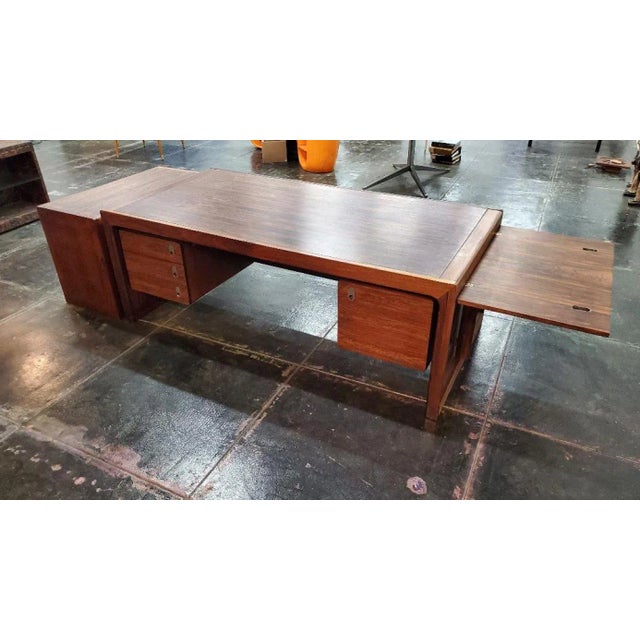 1960s Vintage Sigurd Hansens Danish Rosewood Executive Desk With An Extendable Side Leaf With Matching Rosewood File...