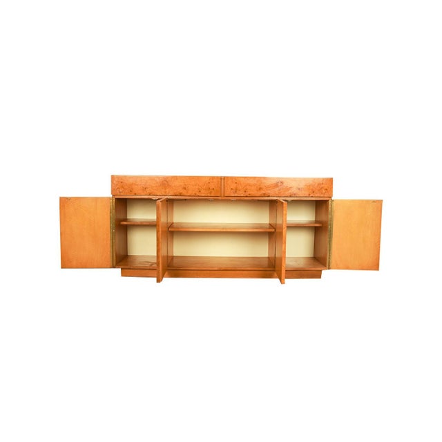 Lane Furniture 1970s Mid-Century Milo Baughman Style Burl Wood Sideboard For Sale - Image 4 of 12