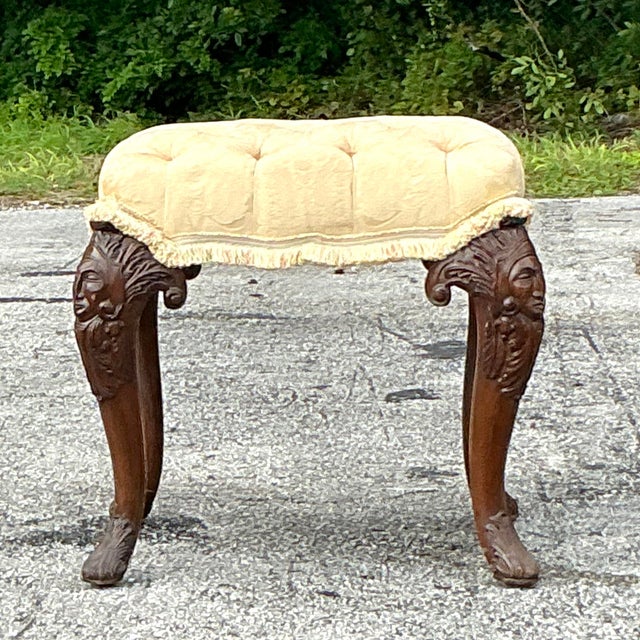 Boho Chic Vintage Boho Tufted Low Stool For Sale - Image 3 of 6