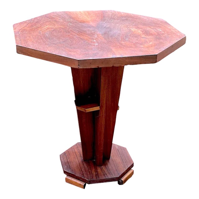 Octogonal Oak Wood Art Deco Side-Table, France 1920's For Sale