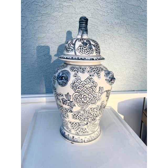 Vintage Asian Temple Jar With Lions For Sale - Image 4 of 4