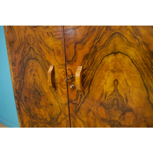 Wood Vintage Art Deco Burr Walnut Compact Wardrobe, 1930s For Sale - Image 7 of 10