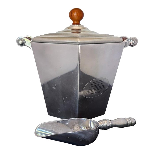 1990s Reed & Barton Barrister Series Hexagonal Ice Bucket With Scoop For Sale