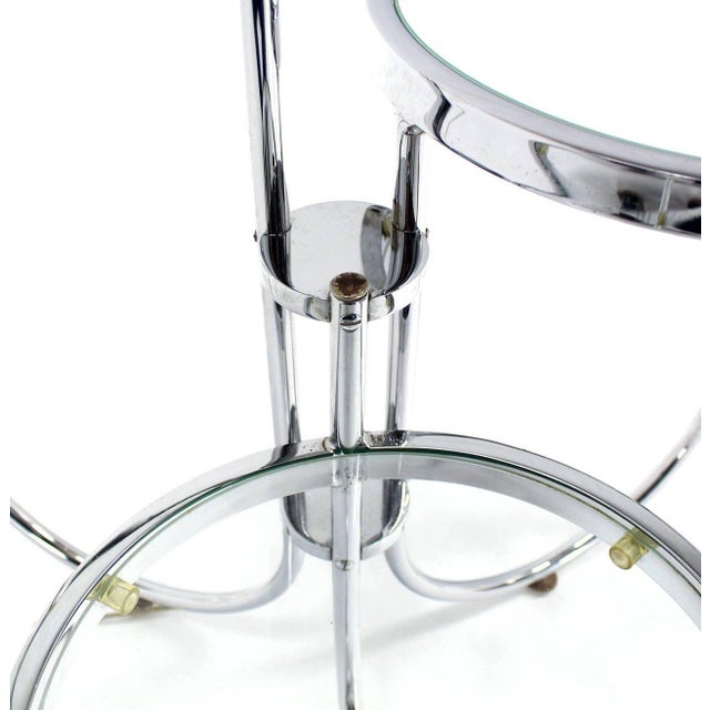 Mid 20th Century Mid Century Modern Chrome Base Floor Lamp w/ Three Circular Built Stand Tables For Sale - Image 5 of 9