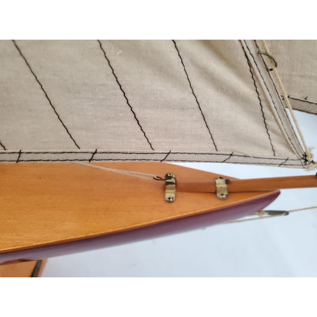 Vintage Sailboat Replica Pond Yacht 1895 Defender Cup Racer For Sale - Image 11 of 17