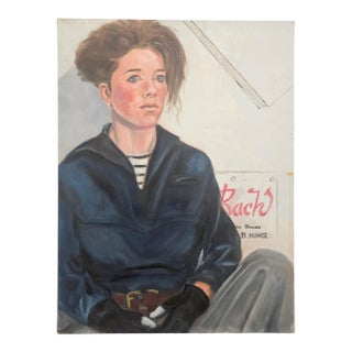 Post Modern 1985 American New Wave Portrait Painting 24" For Sale
