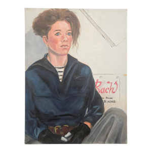 Post Modern 1985 American New Wave Portrait Painting 24"