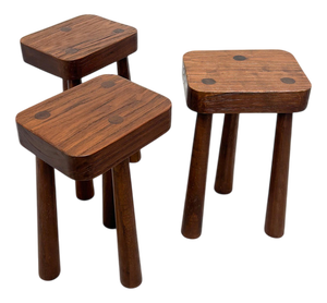 Brutalist Stool in Elm Wood