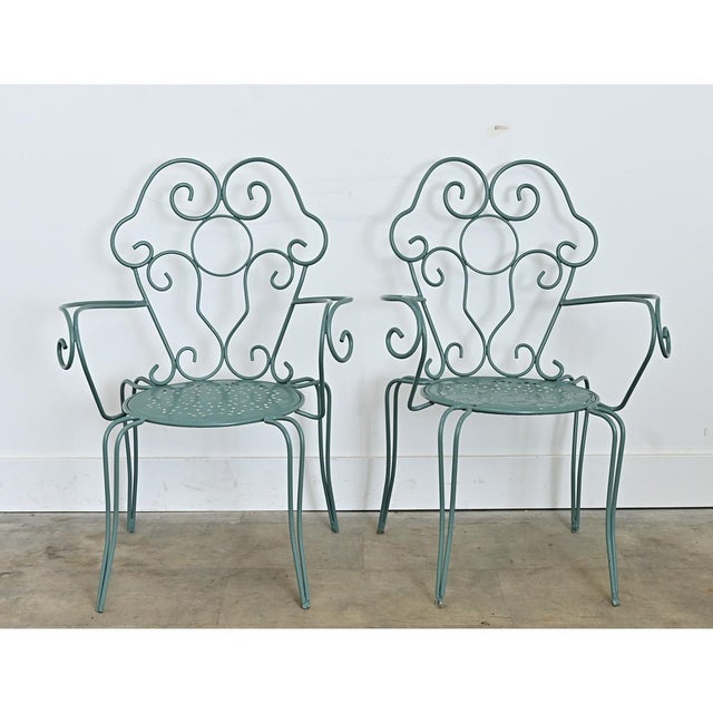 French Vintage Garden Table Set of Four Chairs and Table For Sale - Image 12 of 12