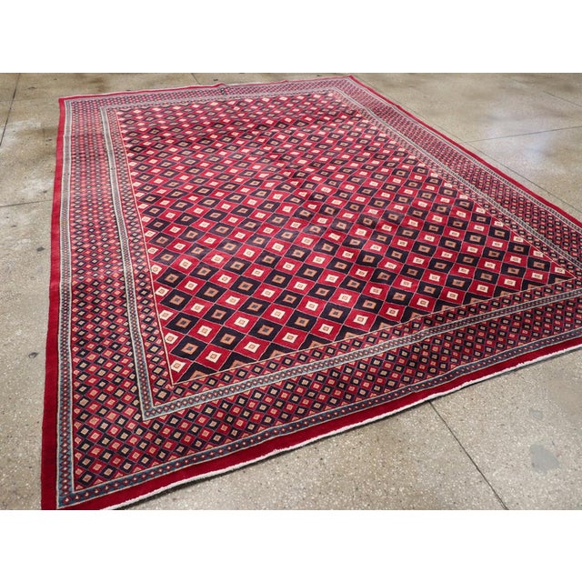 Brick Red Galerie Shabab Collection Vintage Mashad Art Deco Style Black and Red Rug For Sale - Image 8 of 10