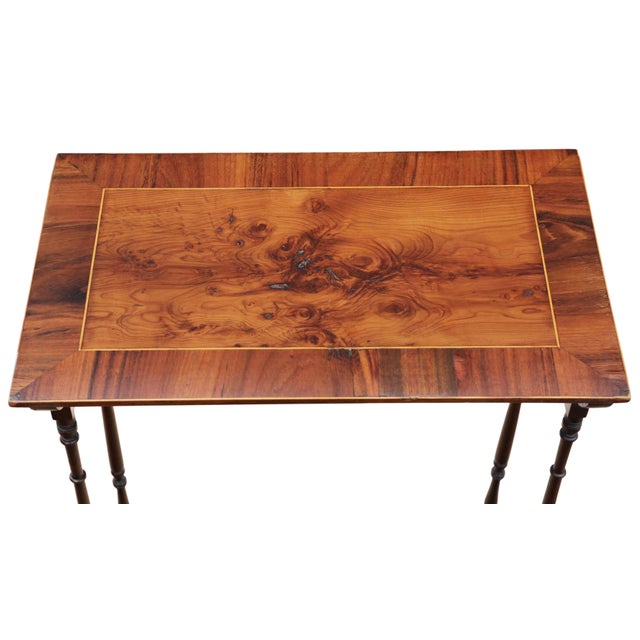 Antique Nesting Tables in Mahogany with Yew Veneer Tops, 1800s, Set of 3 For Sale - Image 9 of 12