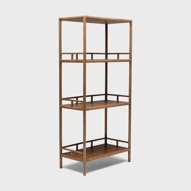 Pair of Chinese Reeded Golden Silk Shelves, C. 1900 For Sale - Image 4 of 8