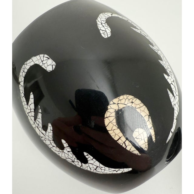 Black Late 20th Century Art Deco Jean Dunand Style Eggshell Lacquer Egg Canister Box For Sale - Image 8 of 10