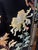 Black Vintage Chinese Five-Panel Black Lacquer Hardstone Inlaid Crane Room Divider Screen For Sale - Image 8 of 12