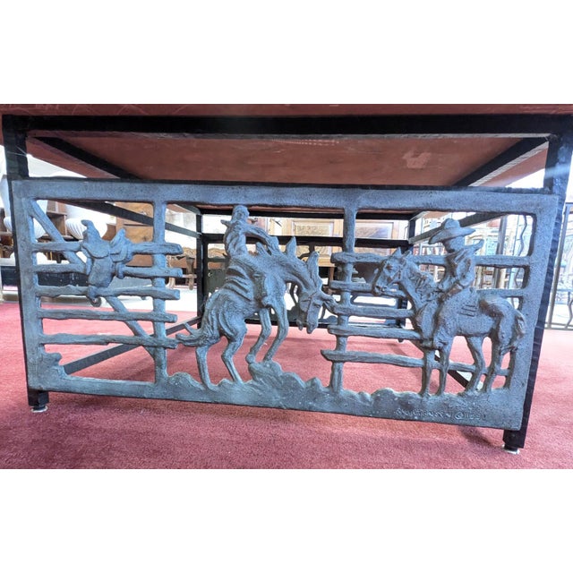 John B. Mortensen Western Sculptural Stone-Top Table, Bronze Panel For Sale - Image 12 of 13