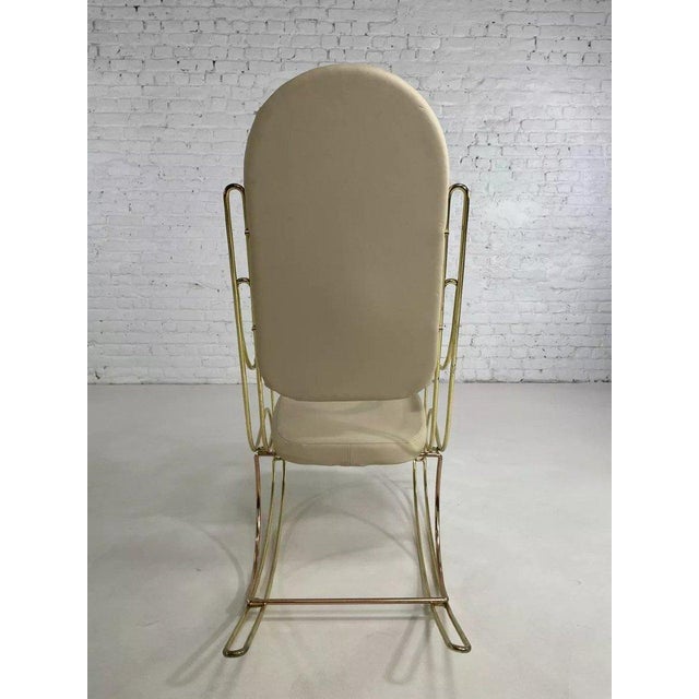 Italian Rocking Chair in Brass and Beige Skaï, 1950s For Sale - Image 4 of 13