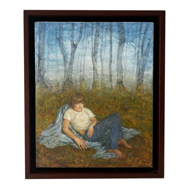 Late 20th Century Egg Tempera & Gold Leaf Painting on Wood “Nicholas” by Valeria Mariscal For Sale