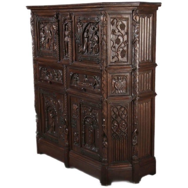 Baroque Antique Historicist Cabinet in Oak, 1880 For Sale - Image 3 of 18