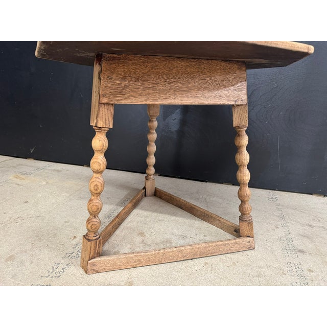 Carved Oak Cricket Table, 1910 For Sale - Image 4 of 11