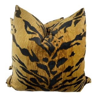 Tiger Velvet 22” Pillows-A Pair For Sale
