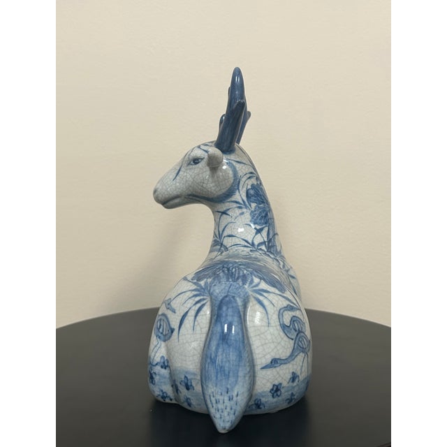 Late 20th Century Thai Blue and White Ceramic Deer For Sale - Image 14 of 18