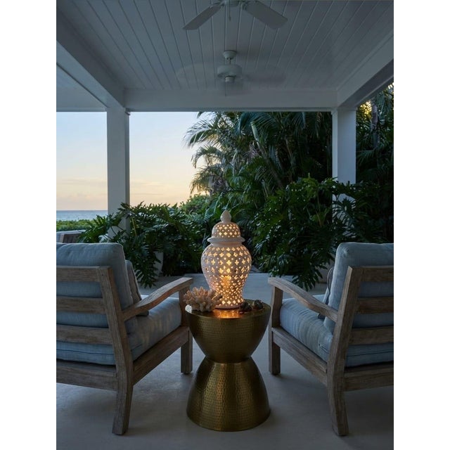 Vintage Pierced Ceramic Temple Jar / Lantern For Sale - Image 12 of 12
