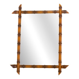 French Decorative Wall Mirror in Faux Bamboo, 1920s For Sale