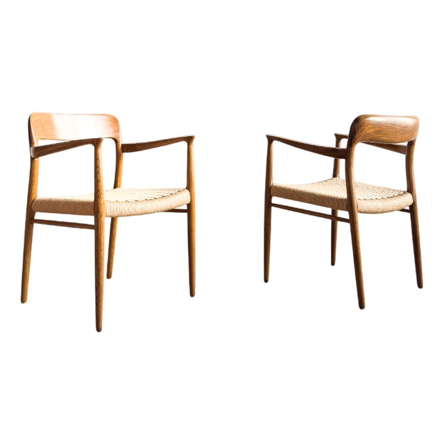 Mid-Century Modern Armchairs in Oak by Niels O. Møller for JL Mollers Møbelfabrik, 1950, Set of 2 For Sale