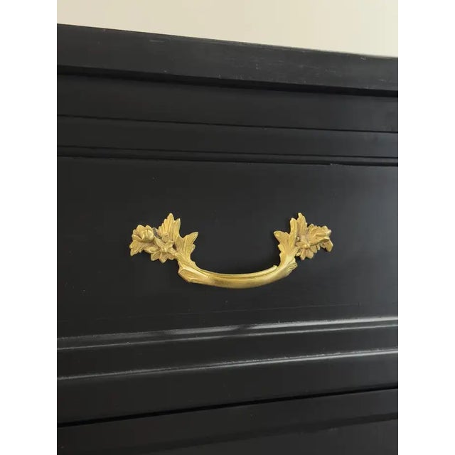 Maison Jansen Style Hollywood Regency Ebony & Brass Two-Door Bar and Tall Chest For Sale - Image 14 of 14