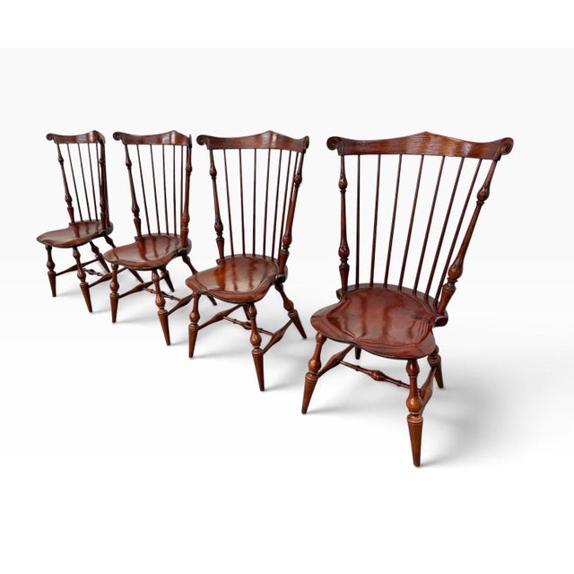 Richard Dimes Company Vintage Dr Dimes Windsor Style Oak & Solid Cherry Dining Chairs - Set of 4 For Sale - Image 4 of 11