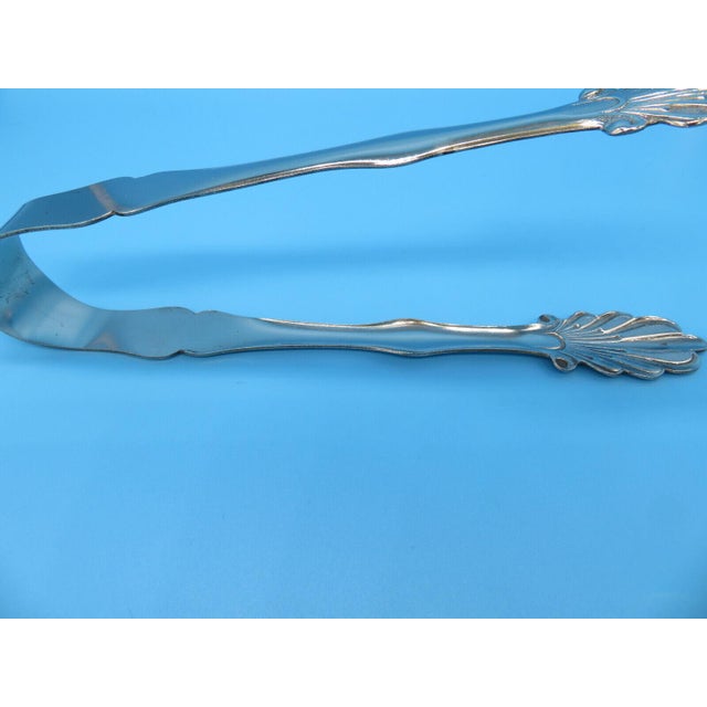 Mid 20th Century Vintage Art Deco Leaf Silverplate Ice Salad Canape Tongs Barware, 7” For Sale - Image 5 of 7