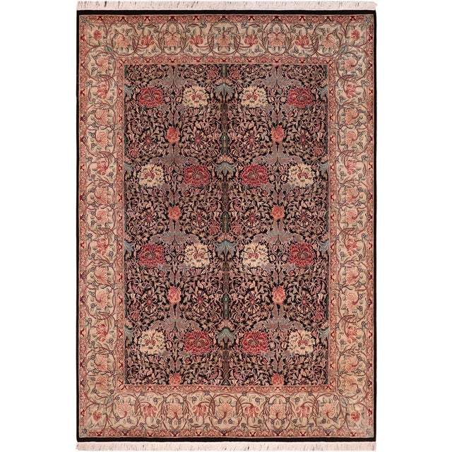 Shabby Chic 1990's Pak-Persian Black/Beige Wool Rug - 8'3'' X 10'3'' For Sale - Image 9 of 9