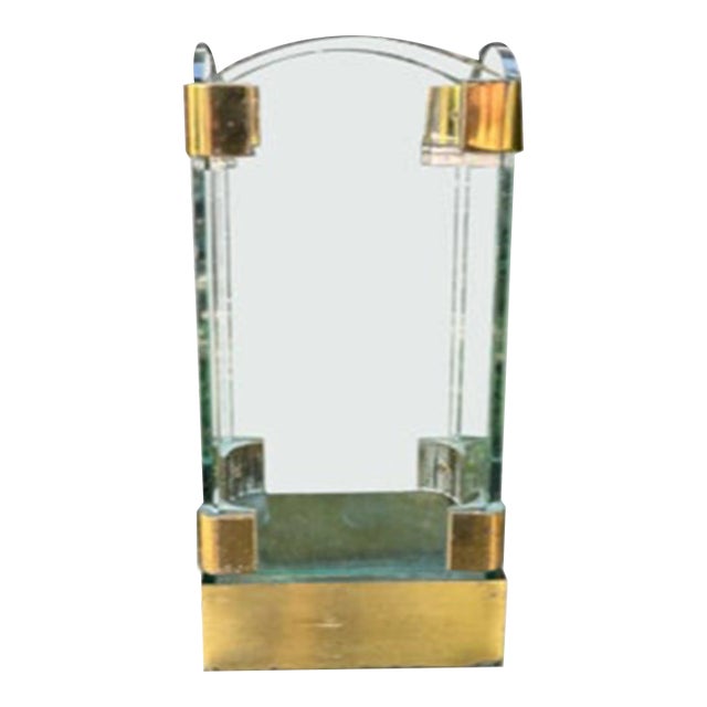1960s Italian Modern Brass and Glass Umbrella Stand For Sale