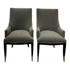 Caracole Couture Modern Custom Gray Velvet a La Carte Chairs Pair