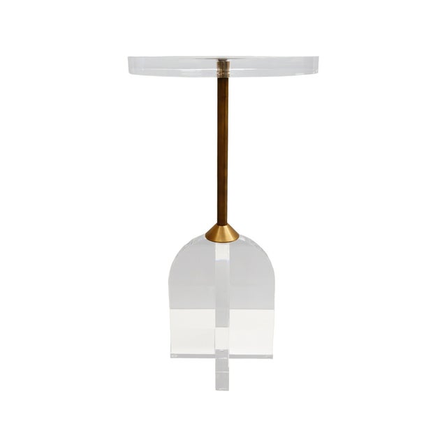 Refined and contemporary, this acrylic and metal drink table combines a clear, circular top with a sleek metal stem and a...