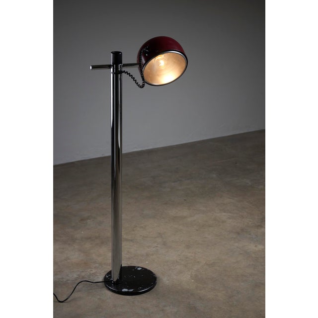 Metalarte Chrome and Bordeaux Floor Lamp by Enrique Franch for Metalerte, 1970s For Sale - Image 4 of 11