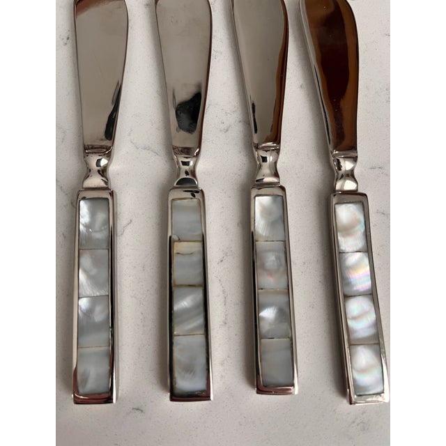 Vintage Mother of Pearl & Stainless Canapé Knives-Set of 4 For Sale In Houston - Image 6 of 6