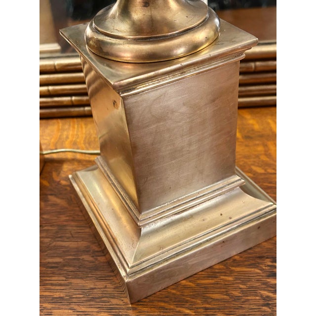 Emerald Mid-Century Italian Neoclassical Emerald Glass Urn Lamps, Likely Empoli Glass, Circa 1955-1965 - A Pair For Sale - Image 8 of 12