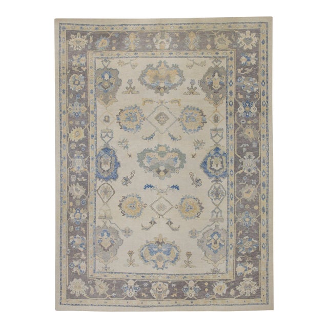 Modern Turkish Oushak Rug 8'10" x 11'10" For Sale