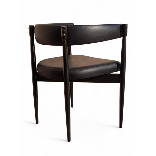 Wood Vintage Chairs in Wood and Black Imitation Leather, 1960s, Set of 3 For Sale - Image 7 of 9