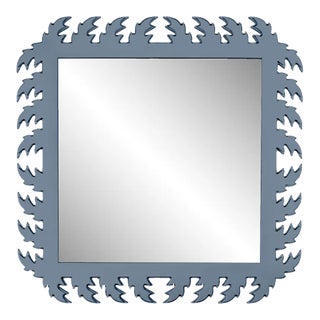 Fleur Home Audubon Square Mirror in Bachelor Blue, 33x33 For Sale