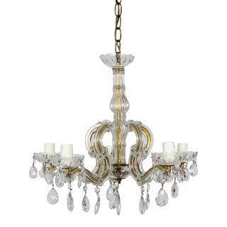 Mid 20th Century Crystal Maria Theresa 5-Light Chandelier For Sale