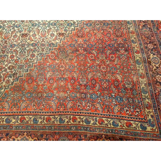 19th Century Bidjar Rug, Hand-Knotted Wool, Herati Geometric Pattern, Ivory & Red, 10x14 For Sale - Image 18 of 18