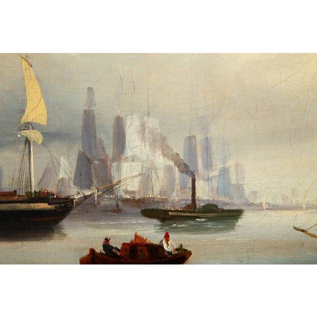Textile Fine Pair of British School Paintings of London Along the Thames Circa 1835 For Sale - Image 7 of 17