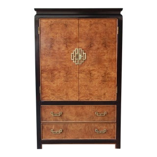 Century Furniture Burlwood and Black Lacquer Chin Hua Chinoiserie Gentleman's Chest For Sale