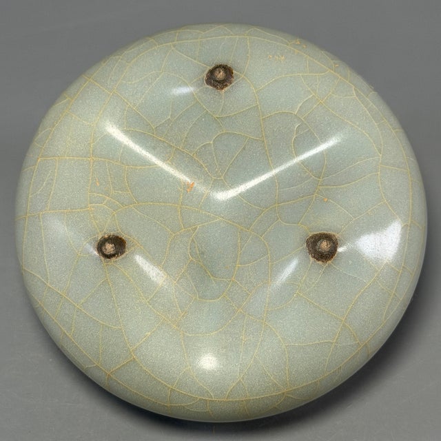 Ceramic Antique Chinese Official‑Style Celadon Tripod Censer With Loop Handles For Sale - Image 7 of 7