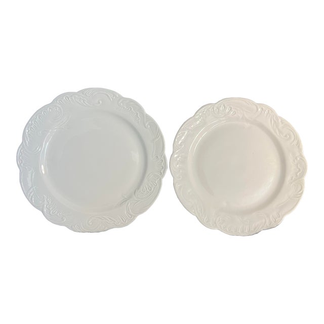 Pair of Antique Carlsbad Austria Fine White Porcelain Scalloped Side Plates For Sale
