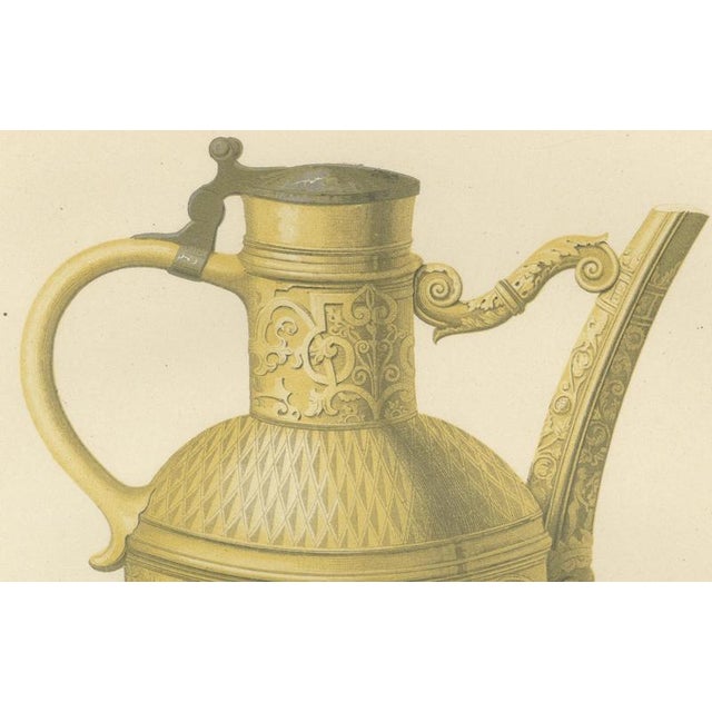 Yellow Glazed Earthenware Ewer, 1851, Paper | Chairish
