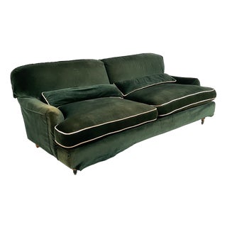 Italian Modern Raffle Green Velvet Sofa by Vico Magistretti for De Padova, 1990s For Sale